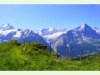 Links das Schreckhorn, in der Mitte das Finsteraarhorn, rechts Eiger Nordwand